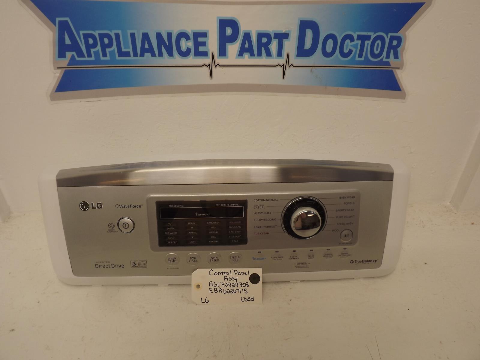 LG Washer AGL72929708 EBR62267115 Control Panel Assy Used LG Washer AGL72929708 EBR62267115 Control Panel Assy Used